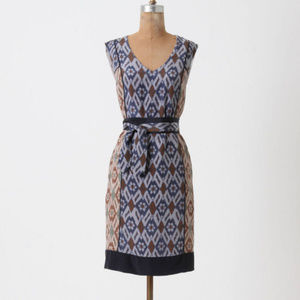 Anthropologie silk Coquille belted shift dress